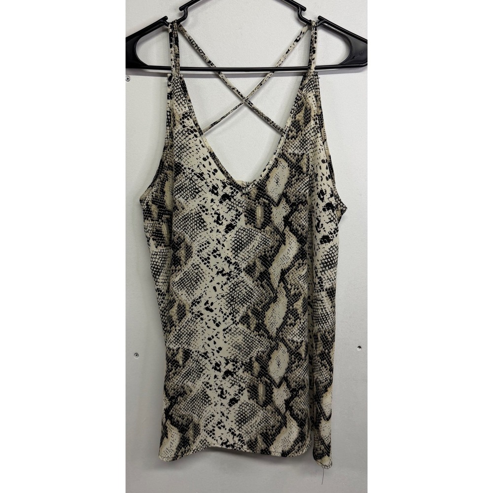 ee:some Womens Snakeskin Print V-Neck Cami Tank Top Strappy Back Size M TJ52464